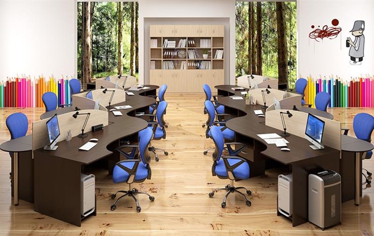 Комплект офисной мебели SIMPLE с эргономичными столами и тумбами в Мурманске - изображение 4